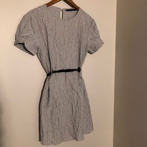 Zara checkered tie waist dress